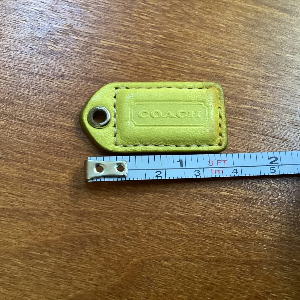 Coach Yellow Green Tan Bag Tag Hang Tag